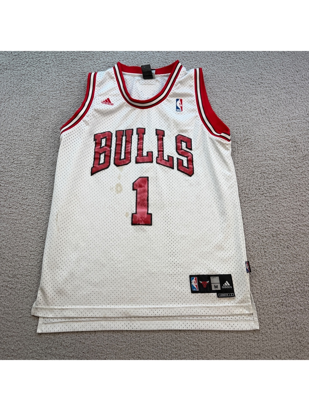 Adidas Derrick Rose #1 Chicago Bulls White NBA Swingman Jersey Men’s M +2